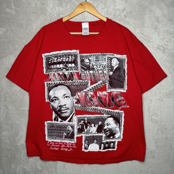 Vintage Men's Martin Luther King Speech Shirt Size Extra Large Preowned Red - Picture 1 of 6